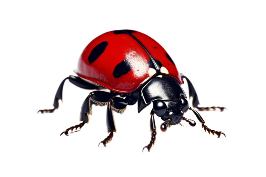 Close-up of a red ladybug isolated on white background