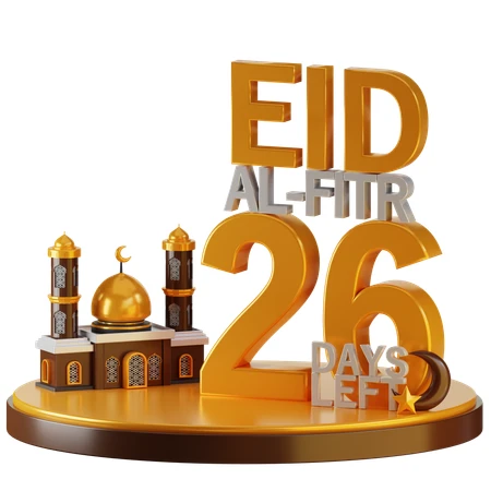 Eid Al-Fitr 26 Days Left Countdown Mosque
