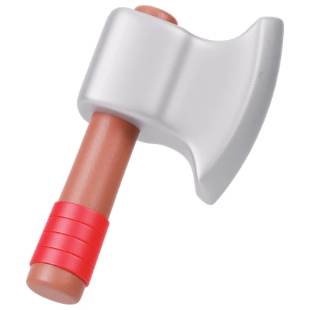 3D toy axe with wooden handle and red grip