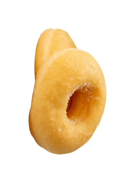 Two mini glazed donuts isolated on white background