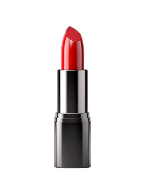 Classic red lipstick tube isolated on white background