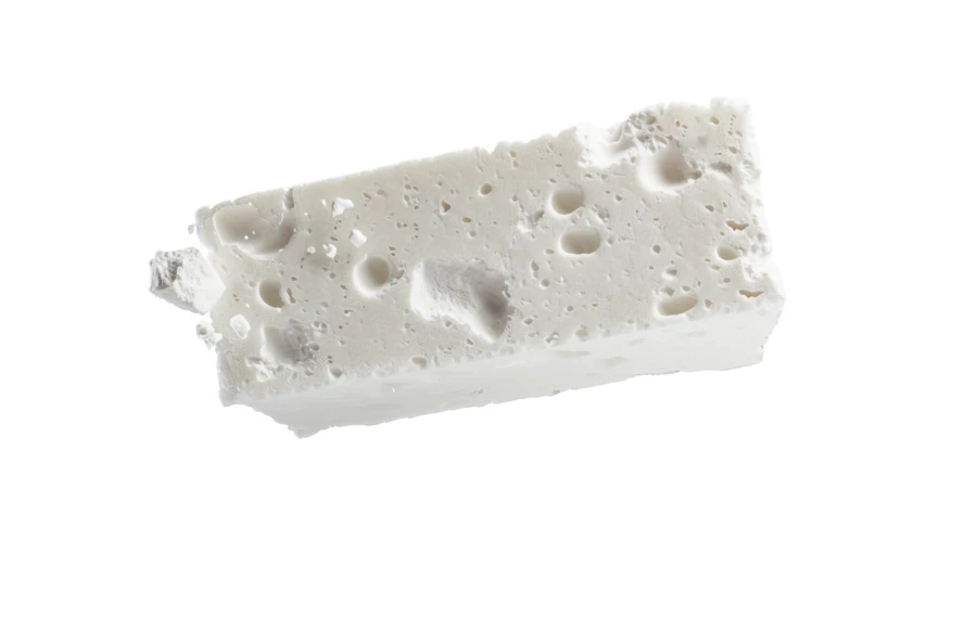 Fresh block of white feta cheese isolated on white