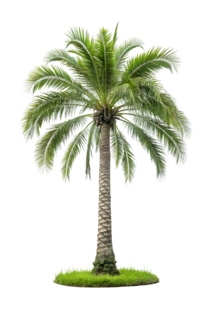Single palm tree isolated on white background