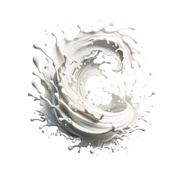 Dynamic white milk splash swirling on white background