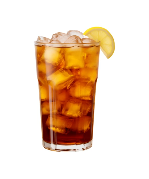 Glass of iced tea with lemon isolated on white