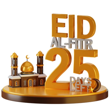 3D Eid Al-Fitr countdown timer with 25 days left