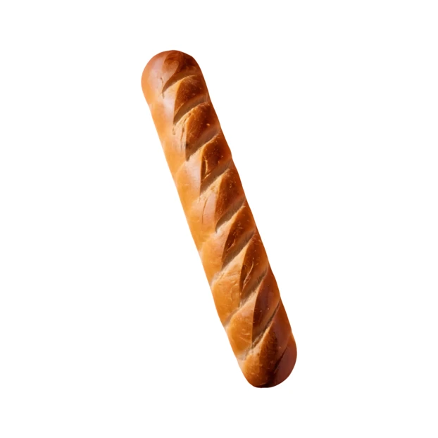 Fresh crusty French baguette isolated on white background