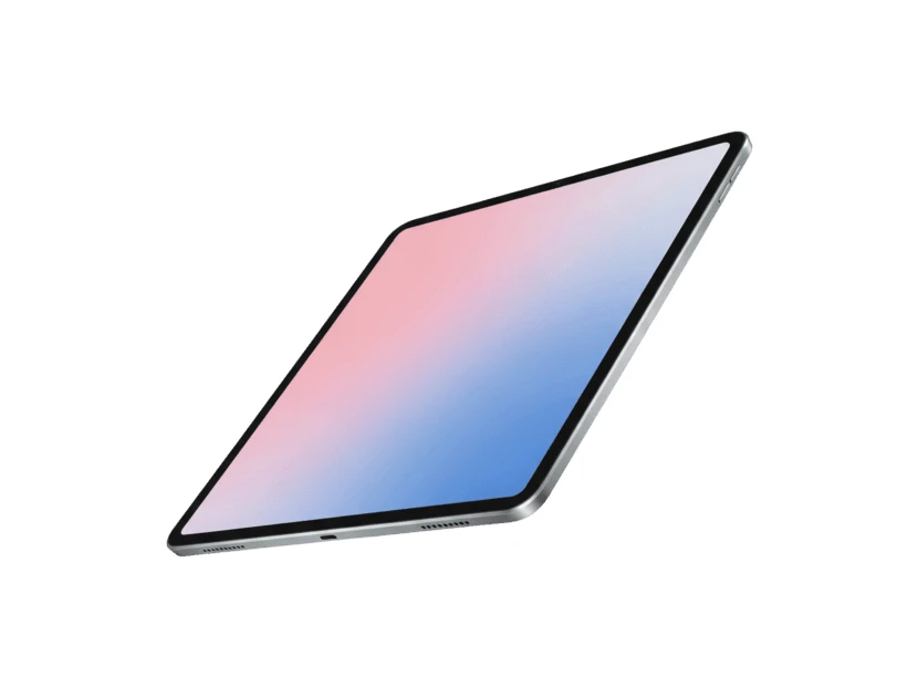 Modern digital tablet with gradient screen isolated on white