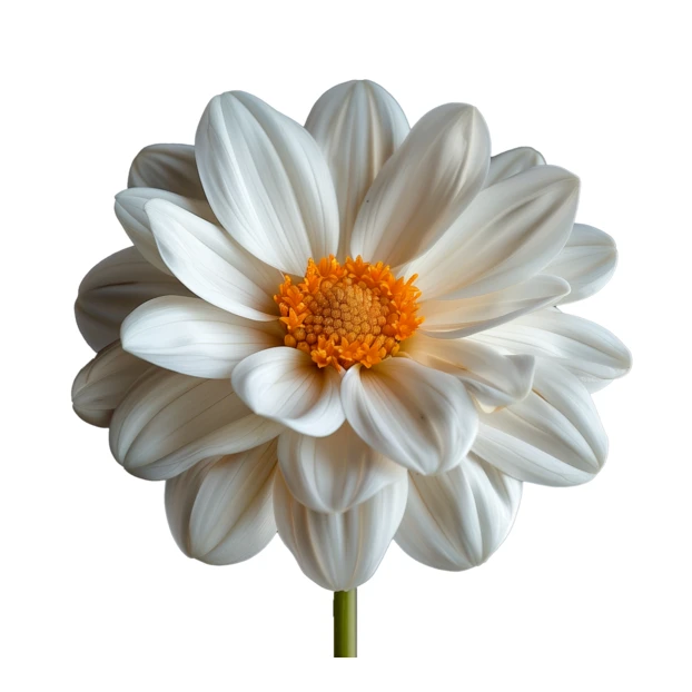 Single white dahlia flower isolated on white background