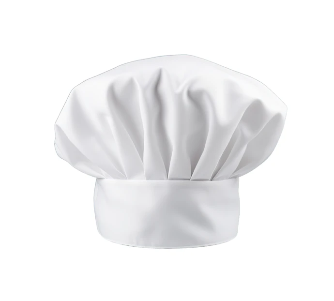 Classic white chef hat isolated on white background