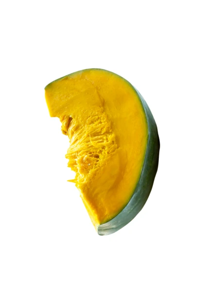 Single slice of fresh pumpkin isolated on white background