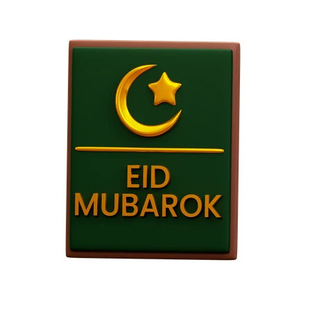 Green Signboard with Eid Mubarok Text 3D