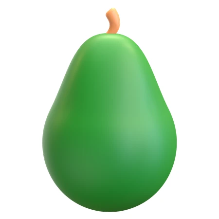 Minimalist 3D illustration of a whole green avocado