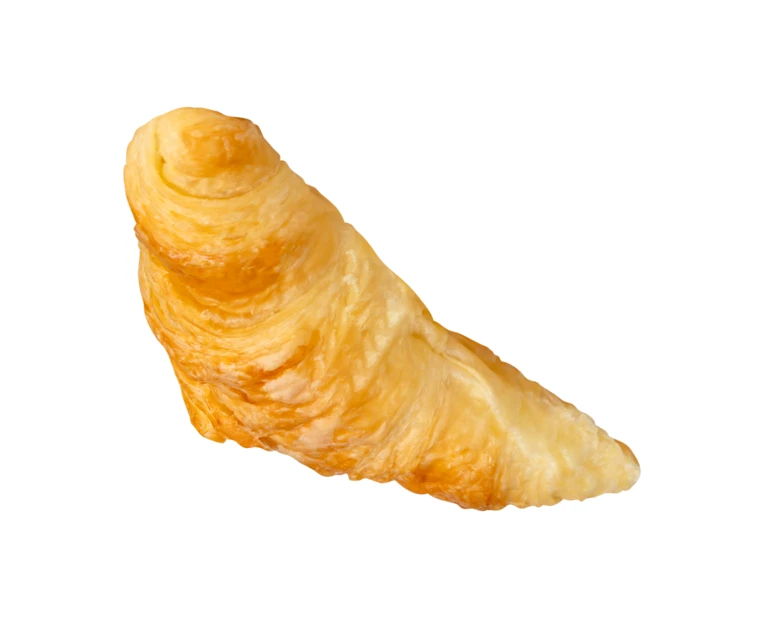 Fresh golden brown croissant isolated on white background
