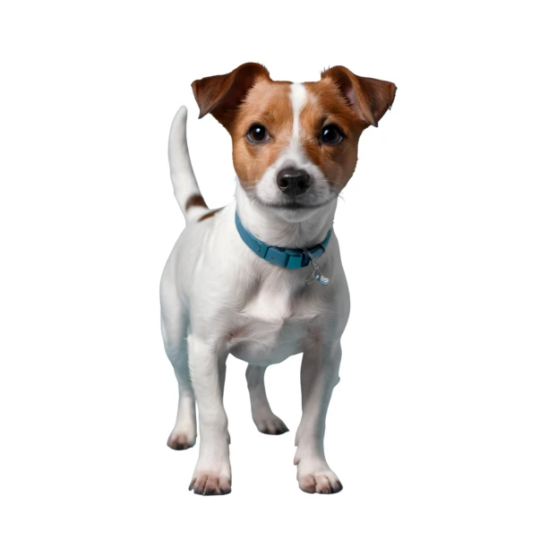 Jack Russell Terrier puppy standing isolated on white background