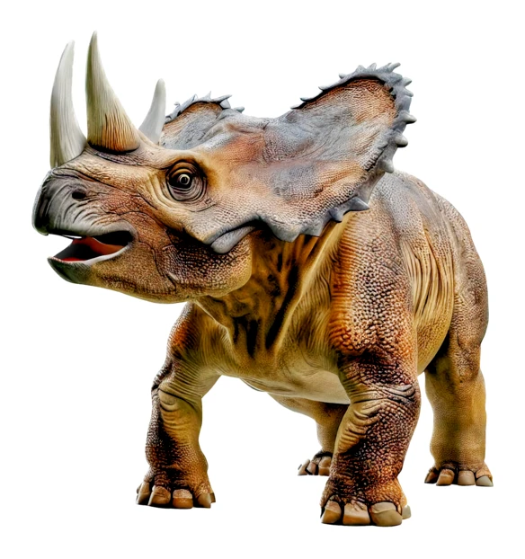 Realistic Triceratops dinosaur model isolated on white background
