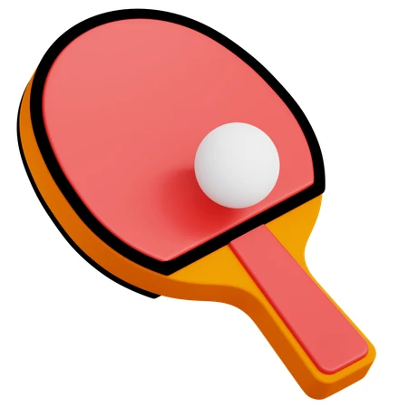 3D illustration of a ping pong paddle and ball