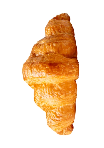 Freshly baked golden croissant isolated on white background