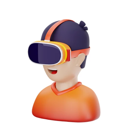 3D cartoon avatar of a man wearing a VR headset