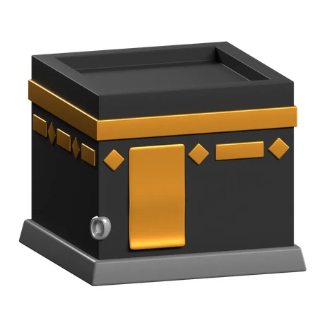 Minimalist 3D illustration of the Holy Kaaba in Mecca