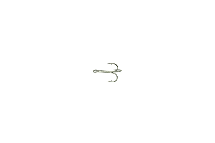 Single treble fishing hook isolated on white background