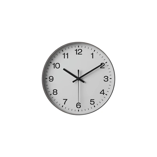 Minimalist round wall clock isolated on a white background