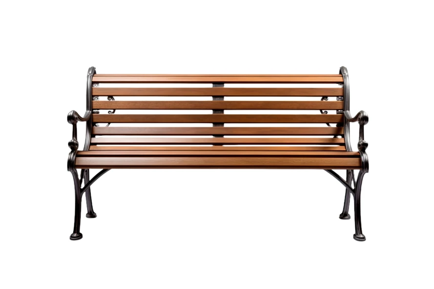 Classical wooden garden bench isolated on white background