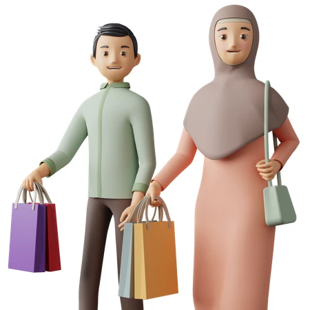 A couple carrying shopping bags