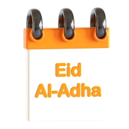 3D calendar icon with Eid Al-Adha text isolated on white