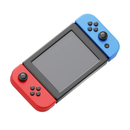 3D portable handheld game console with red and blue controllers