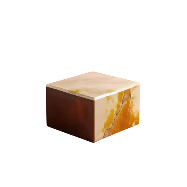 Decorative square marble stone box isolated on white background