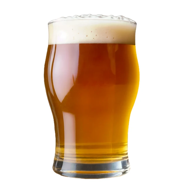 Amber ale in a tulip glass isolated on white