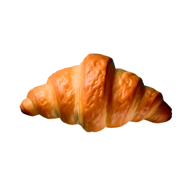 Fresh golden brown croissant isolated on white background