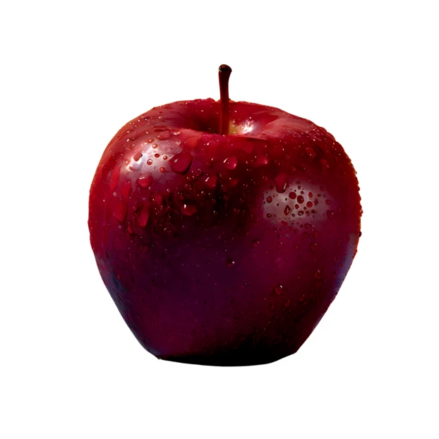Fresh red apple with water droplets isolated on white