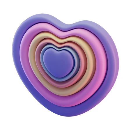 Colorful 3D layered heart symbol on white background