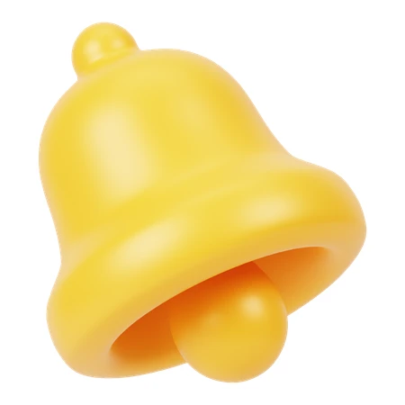 Minimalist 3D rendered yellow notification bell icon