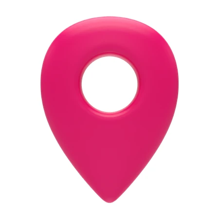 Pink 3D map location pin icon on white background
