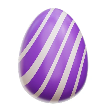 Purple Easter egg with white diagonal stripes on white