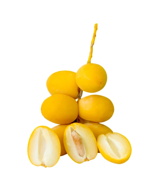 Fresh yellow dates bunch isolated on white background