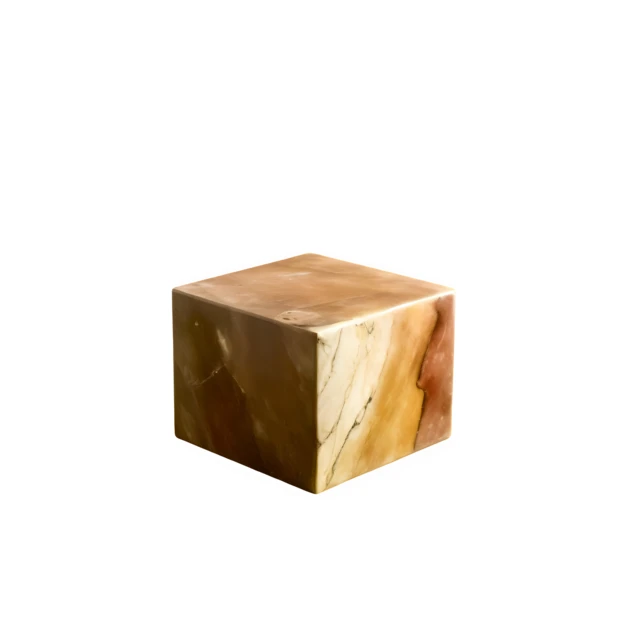 Polished marble stone cube isolated on white background