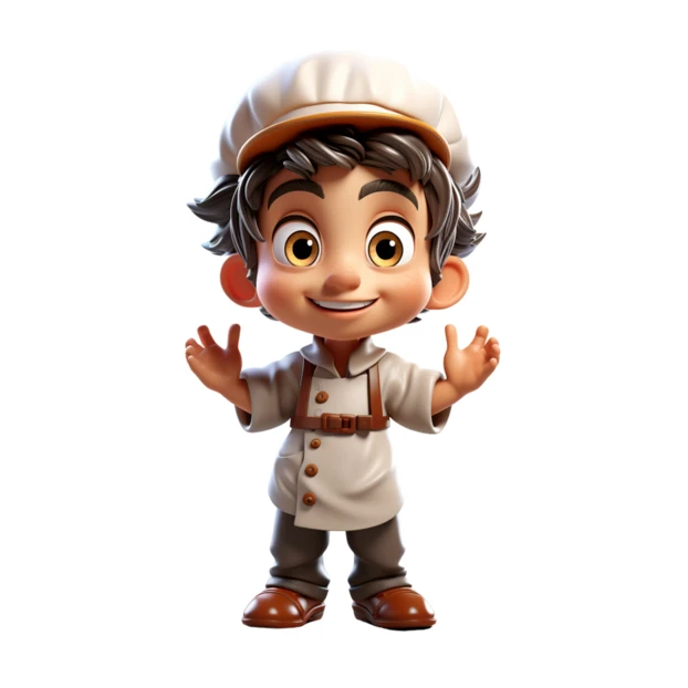 Cute 3D animated boy character in chef uniform