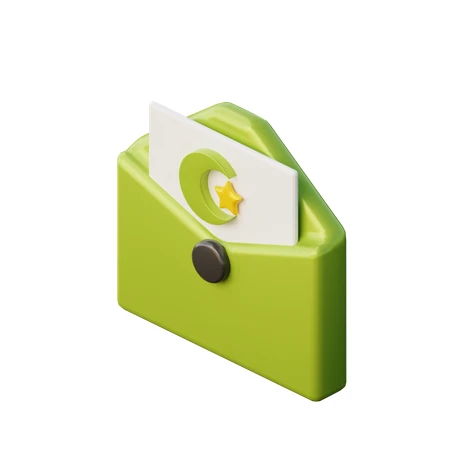 Green Envelope with Letter and Crescent