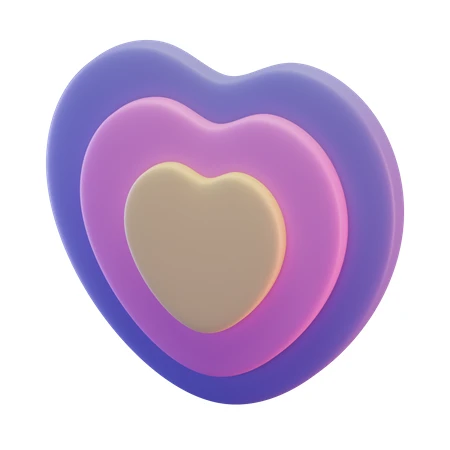 3D nested hearts graphic in purple and pink