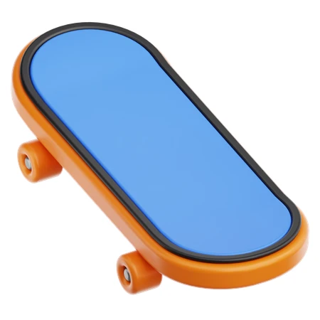 Minimalist 3D stylized orange and blue skateboard icon