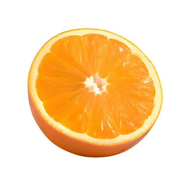 Fresh orange fruit half isolated on white background