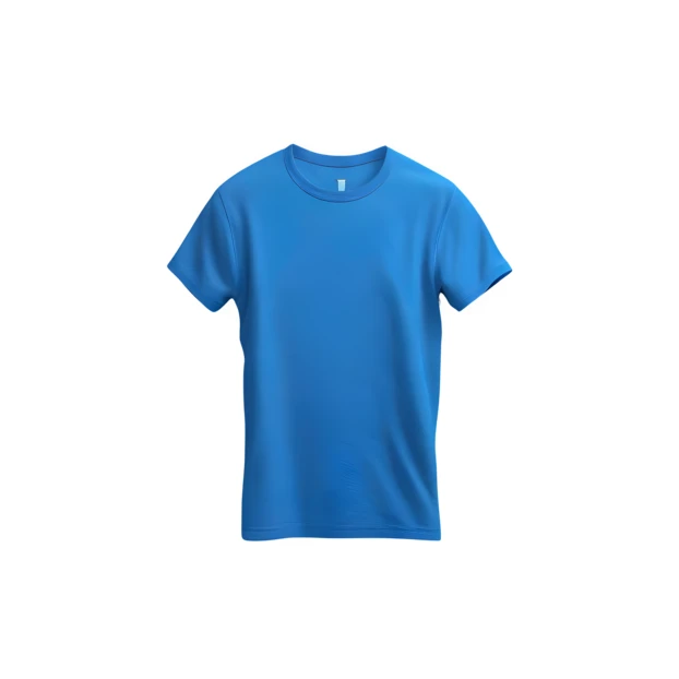 Plain blue crew neck t-shirt isolated on white background