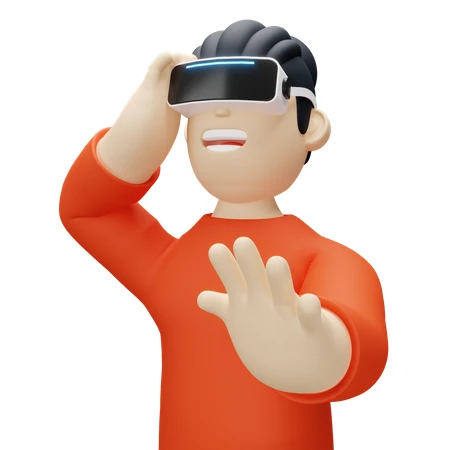 3D character wearing a VR headset exploring the metaverse