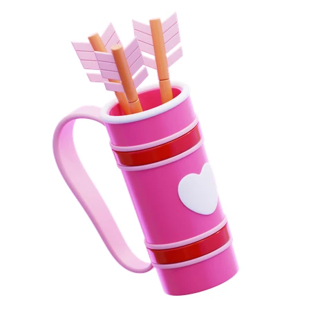 3D render of a pink Cupid quiver with arrows