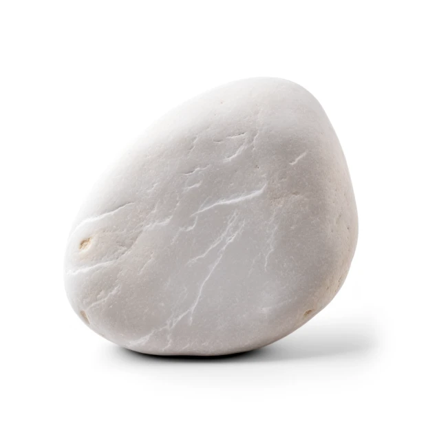 Smooth white pebble isolated on a white background