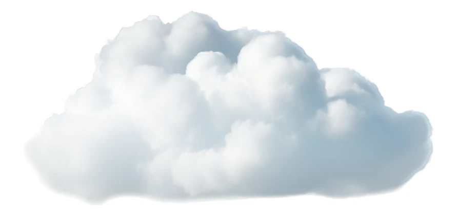 Single fluffy white cumulus cloud isolated on white background